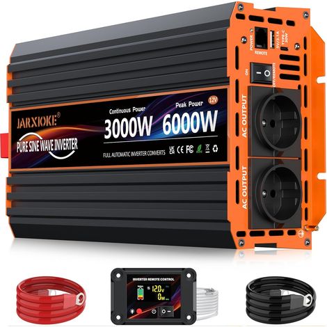 Convertisseur 12V 220V Pur Sinus 3000W/6000W Onduleur Transformateur de Tension Inverter avec écran LCD Télécommande (1/5)