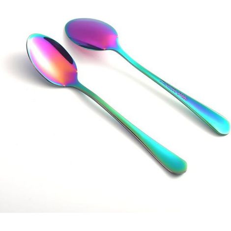 Lot de 6 petites cuillères à café en inoxydable de 12 cm café,dessert,thé,apéritif,C arc en ciel Lot de 6 (1/5)