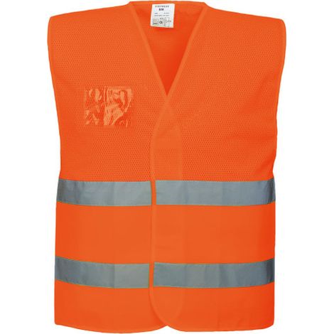 Chaleco de media malla transpirable con porta identidad C494 4X/5X Naranja