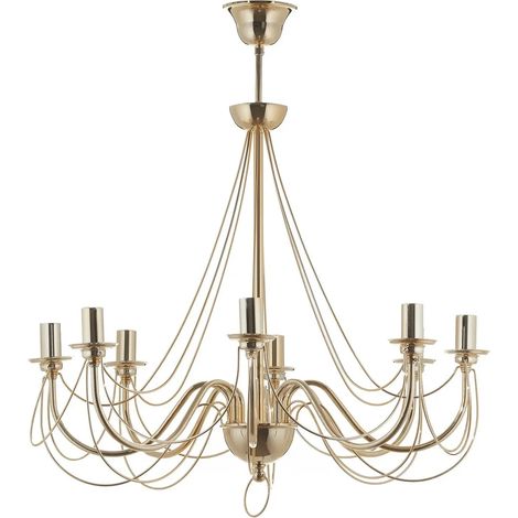 [NEUWERTIG] B-Ware Kronleuchter Lampe Leuchter Retro Gold Metall 8 Flammig E14 Led 75 Cm Abhängung