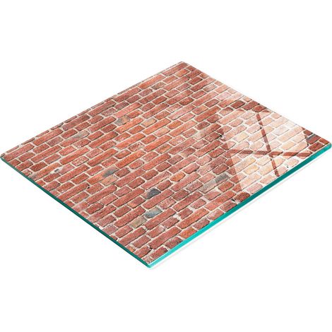 Tabla de cortar y servir decorativa de vidrio con diseño de pared de ladrillo, 60x52 cm. (1/5)