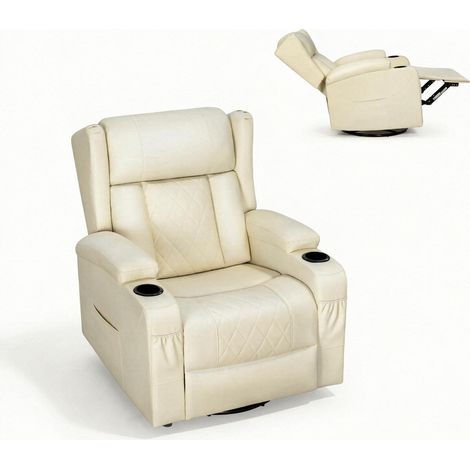 Fauteuil inclinable pivotant pour salon, siège relax avec dossier et repose-pieds ajustables, chaise TV confortable, assise moderne pour espace détente (lot de 1, uniquement fauteuil). (1/5)