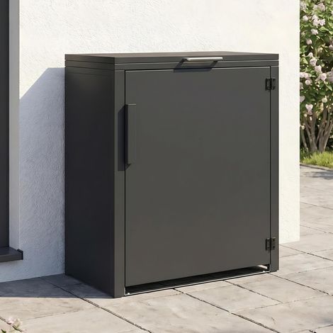 Armario de jardín metálico 70 x 40 x 80 cm gris antracita con techo elevable, puerta doble y estante