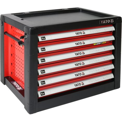 Yato YT-09155 - Werkzeugkommode 6 Schubladen, Farbe: Schwarz und Rot (1/5)