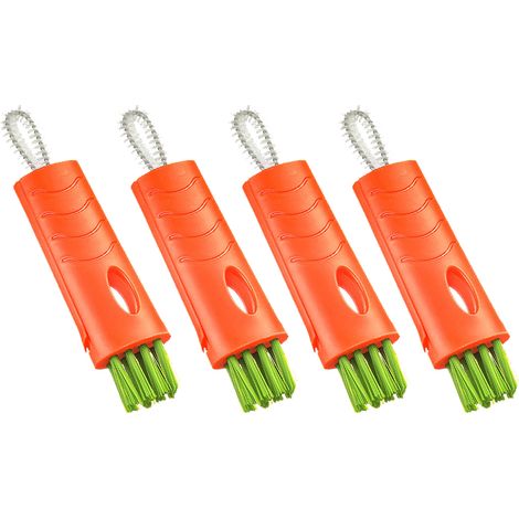 Brosse De Nettoyage Pour Bouteille - 3 En 1 Avec Brosse Plate Double Spirale Et Outil De Démontage - Pour Couvercles De Bouteilles Et Fentes De Fenêtres - 4 Pièces (1/5)
