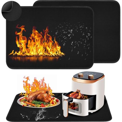 Heat Resistant Mat 60x80cm, Set of 2 Fireproof Silicone Mats, Protection for Deep Fryer and Microwave (1/5)