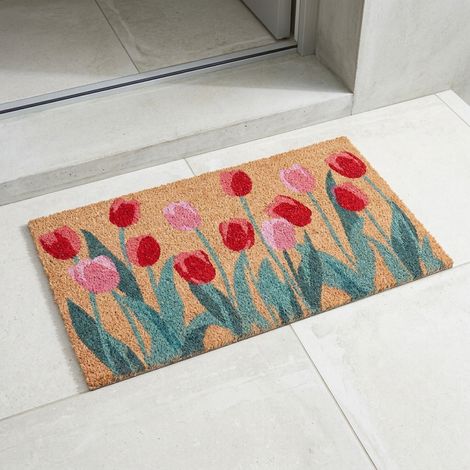 Decorative Tulips Natural Coir Doormat (1/2)