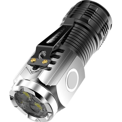 Lampe torche LED rechargeable et puissante avec interrupteur à clip, portable, chargement USB, fonctionne sur piles, or et verte - AquaForge (1/5)