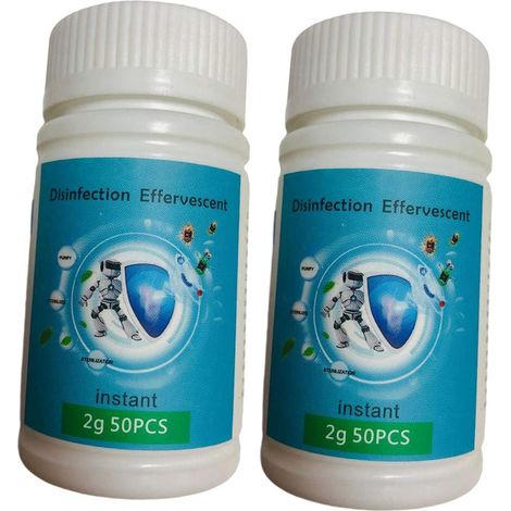 Two bottles of 100 chlorine tablets, swimming pool chlorine dispenser with tablets (1/4)