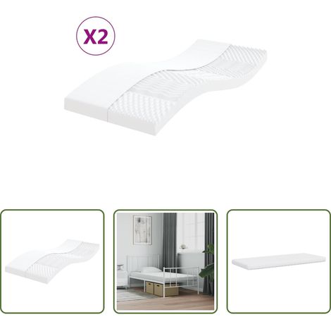 Matratze 7 Zonen - Schaumstoffmatratzen 2 Stk. 90x200 cm 7-Zonen Härtegrad 20 ILD (1/5)