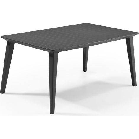 KETER mesa jardín exterior terraza resina LIMA 160 cm grafito AnxPxAl cm 157x98x74 (1/4)