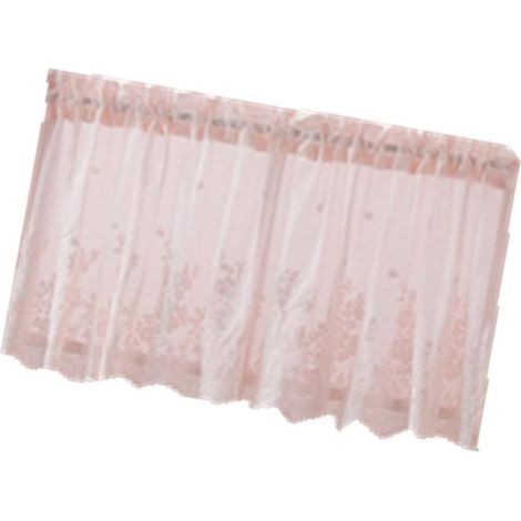 Rideau Court en Dentelle Rose, Polyester, pour Balcon et Toilettes (1/5)