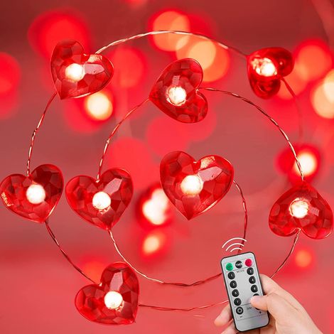 Guirlande Lumineuse En Forme De Cœur - 40 LED 4 Mètres Alimentée Par Piles IP65 Pour Décoration Intérieure Extérieure Mariage Chambre (1/5)