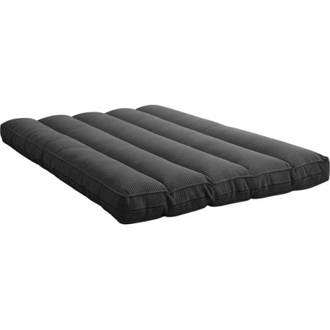 Futon déhoussable 2 places en velours côtelé BANANAIR 140x190 cm gris foncé (1/5)