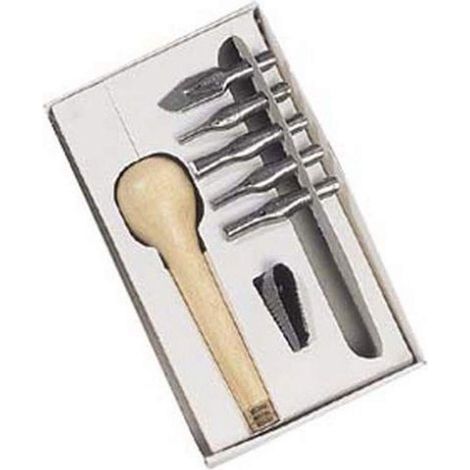 Brause 891B - Kit di apprendimento della linoleografia che comprende un manico in legno, 5 sgorbie e un estrattore (1/2)