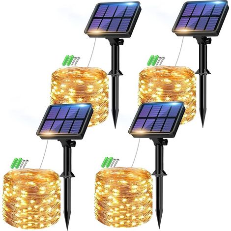 VUSZR Solar Lichterkette Aussen, Insgesamt 32M 320 LED Solarlichterkette Außen Wetterfest 8 Modi IP65 Wasserdicht Kupferdraht, Outdoor Lichterkette Solar Kette Draht für Balkon Garten Deko, Warmweiß (1/5)