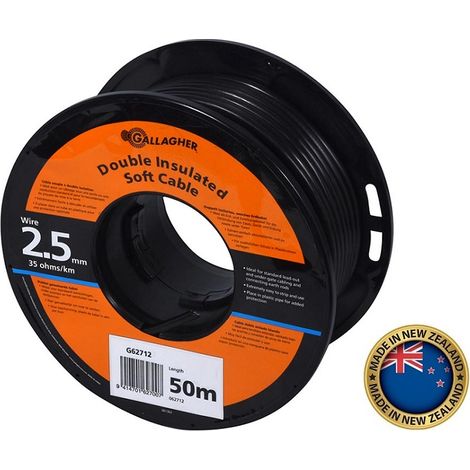 Cavo a Doppio Isolamento GALLAGHER 2,5 mm L.50 m 35 Ohm/Km per Messa a Terra di Recinti Elettrici