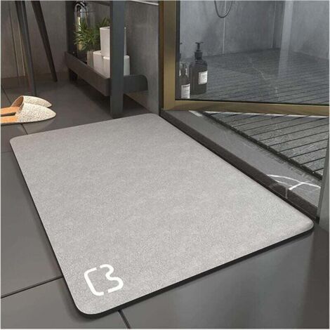 BUNTHAUS PA Tapis Douche Antidérapant Absorbant Diatomite Microfibre Doux Séchage Rapide 50x80cm Gris (1/4)