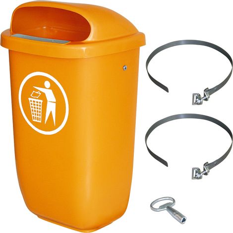 BRB Poubelle d'extérieur - Capacité : 50 litres - Conforme à la norme DIN 30713 - En kit complet avec ruban de serrage pour fixation sur piquet