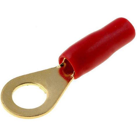 50x Connecteurs anneau M8 6mm2 - dore isole rouge