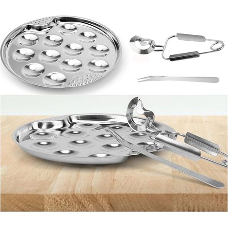 1 Set Plat à Escargots,Acier Inoxydable,19cm,Antidérapant,Isolement Thermique,Maison et Restaurant (1/5)
