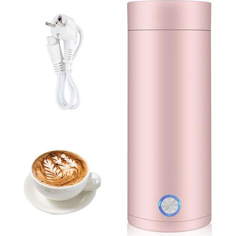 Bouilloire électrique de Voyage , 3 en 1 Mini Bouilloire 400ml Bouilloire Portable de Voyage Acier Inoxydable 300W 5 Minutes de Cuisson Rapide Mug Chauffant pour Lait Café Thé , Rose (1/5)