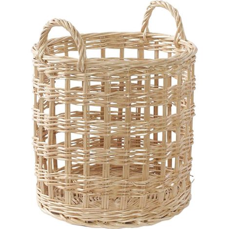 Cesto in vimini bianco traforato, Ø30H30 cm (1/2)