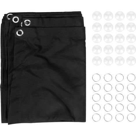 Rideau occultant temporaire à ventouses pour fenêtre, store réglable, isolation thermique et acoustique. (1/5)