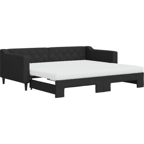 Maison Exclusive - Lit de jour avec gigogne et matelas noir 90x190 cm tissu