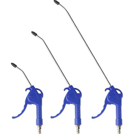 3 X Soufflette Air Comprimé Bec Long Soufflette Compresseur 95mm 295mm 490mm Pistolet Air Comprimé Long Pistolet Compresseur Air avec Raccord 1/4" Accessoires Compresseur D'air Max. 8 Bar Bleu (1/5)