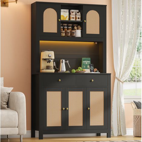 Mobile cucina 100x40x180 cm, con illuminazione LED RGB, 2 cassetti, MDF nero (1/5)