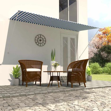 Store banne rétractable 300×150 cm Bleu et Blanc (1/5)
