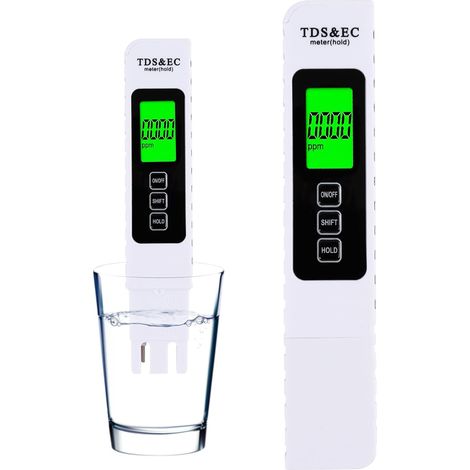 Testeur de l’Eau 3 en 1 - Mesure TDS/EC/TEMP avec Écran LCD Rétroéclairé - Design Antidérapant pour Contrôle d’Eau Potable, Piscines, Aquariums et Bassins (1/5)