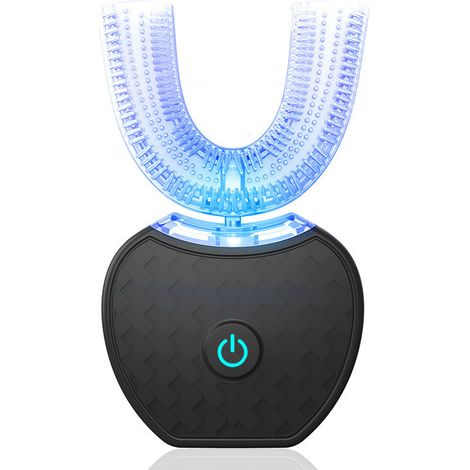 Brosse à dents ultrasonique, brosse à dents électrique automatique à 360°, brosse à dents électrique ultrasonique pour les paresseux, brosse de blanchiment des dents en forme de U pour adultes, lumièr