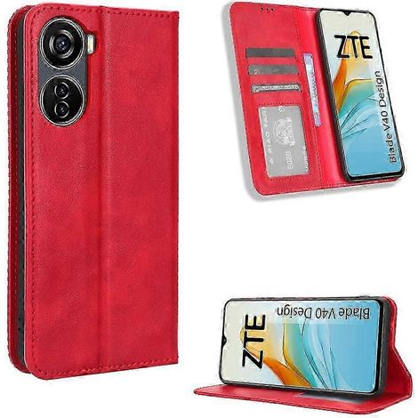 Retro-Lederhülle für Blade V40, Magnetverschluss, Vintage-Leder-Handyhülle, langlebiger und stilvoller Schutz (1/4)