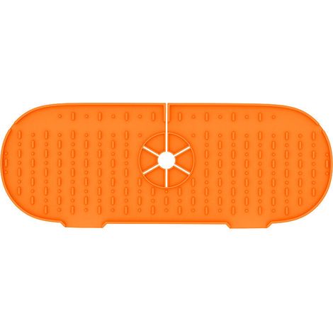 Splash Guard for Water Faucet, Absorbent Silicone Mat for Kitchen, Anti-Drip Work-Orange 1452CM (1/5)