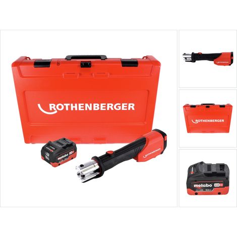 Pressa a batteria Rothenberger ROMAX 4000 18 V elettroidraulica + 1x batteria 10,0 Ah CAS + custodia - senza caricatore