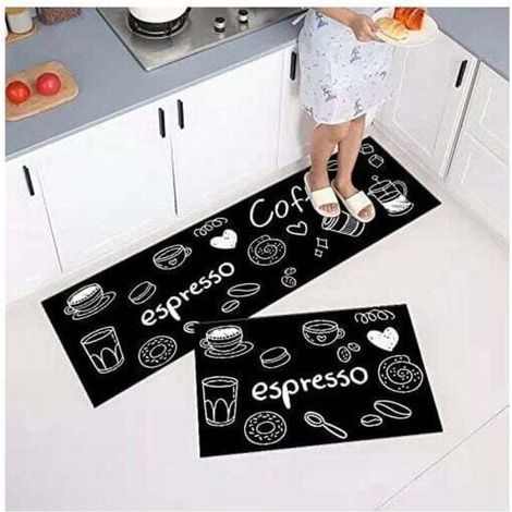- Set di 2 tappetini da cucina antiscivolo, assorbenti, antipolvere (40 x 60 + 40 x 120 cm) (1/4)