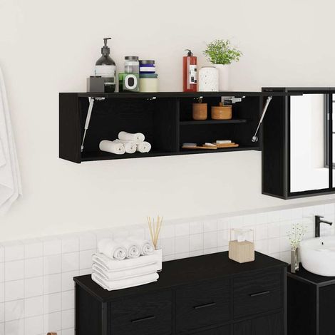 Bad-Wandschrank Schwarz 100x25x30 cm Holzwerkstoff