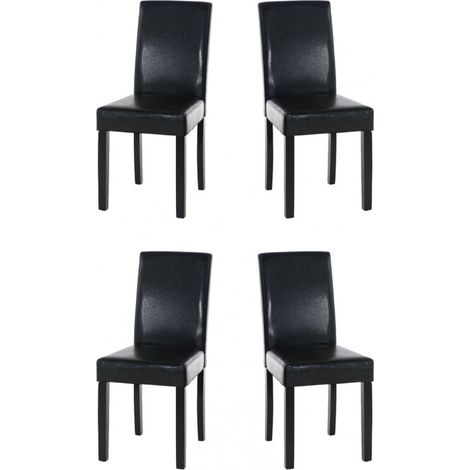 4er Set Esszimmerstuhl Ina Kunstleder braun schwarz (1/5)