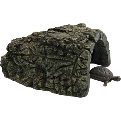 Grotte Décorative en Résine Écologique pour Aquariums - JINFGERNE - Idéale pour Poissons, Tortues et Reptiles, Grand Format avec Pente Douce et Cachette Sécurisée