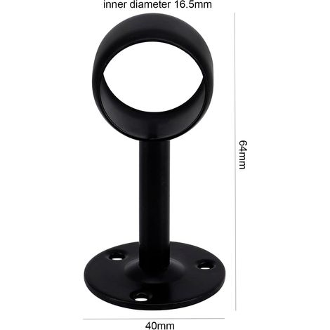 lot de 4 supports de tringle à rideau, acier inoxydable noir, fixation murale, diamètre 16 mm, pour salon chambre salle de bain