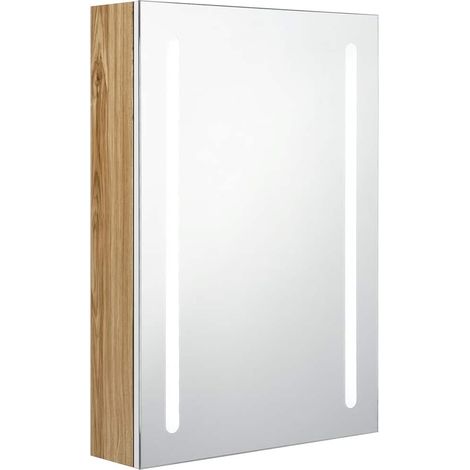 Maison Exclusive - Armadietto Bagno con Specchio e LED Bianco e Rovere 50x13x70 cm