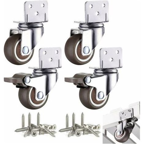 ALLIANDIS4 Pcs Petites Roulettes pour Meubles 32mm Roulette Pivotante pour Table Basse Armoire Charge 60kg avec Frein Plaque de Montage (1/4)