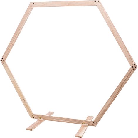 Arche de mariage - Cadre hexagonal - 2,33 m - Arche de mariage - Support en bois - Pour mariages, fêtes d'anniversaire, événements commerciaux, etc