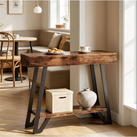 Madia vintage industriale a 2 ripiani in MDF e metallo OKMYHOME (1/5)