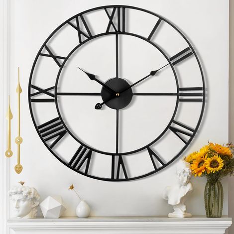 Horloge Murale Design Moderne et Vintage, Silencieuse sans Tic-Tac, Grande Horloge Murale Géante XXL, Disponible en 40 cm, 47 cm, 60 cm, 80 cm, 100 cm, pour Le Salon Cuisine Bureau (1/5)