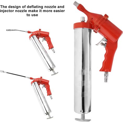 Pistolet graisseur pneumatique à cartouche 400cc, outil de graissage à air comprimé avec raccord 1/4", corps en zinc (1/5)