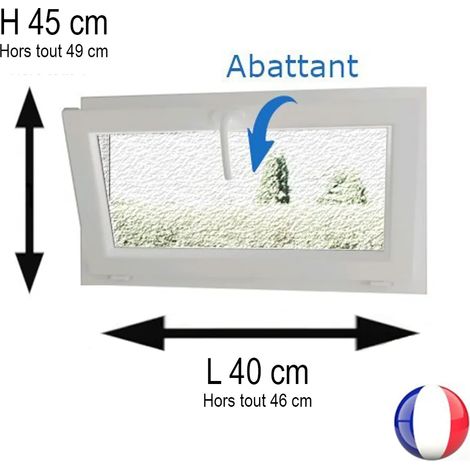 Fenêtre PVC abattant 1 vantail anthracite H 45 x L 40 cm verre brouillé + poignée pour pose en neuf (1/5)