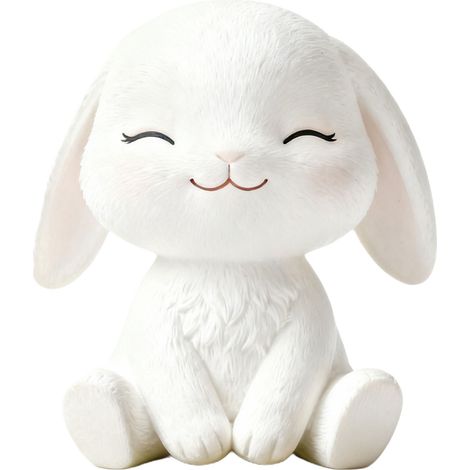 Figurine réaliste en résine, inodore, mignonne, style dessin animé, décorative, petite statue, ornement pour jardin, salon, chambre, n° 6, lapin aux yeux plissés (1/5)